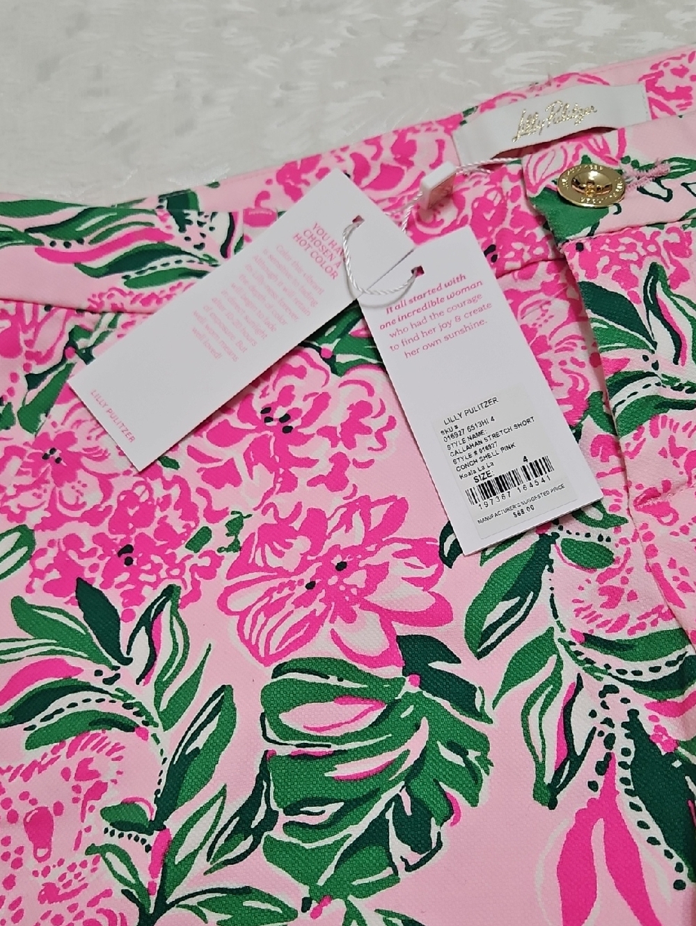 NWT Lilly Pulitzer Callahan Cionch Shell PINK Kasia LaLa High-Waist Shorts - Picture 6 of 11
